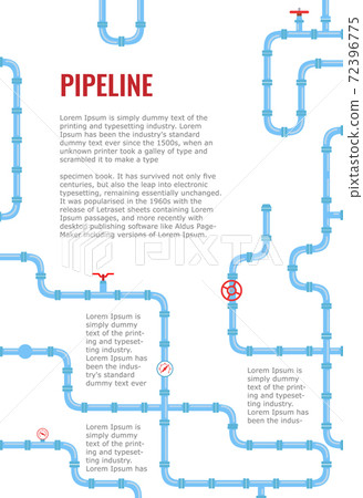 Vertical Industrial Infographics with Blue pipes for water, gas, oil, 72396775