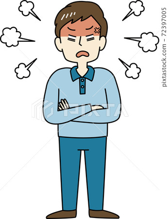 A man who gets angry with his face bright red... - Stock Illustration ...