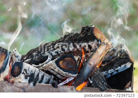 the hearth burn firewood and branches for coal 72397123