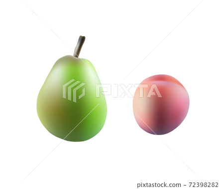 Realistic pear and peach on a white background. Vector illustration. Realistic pear and peach on a white background. Vector illustration. 72398282