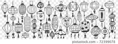 Chinese lanterns hand drawn doodle set Chinese lanterns hand drawn doodle set 72399078