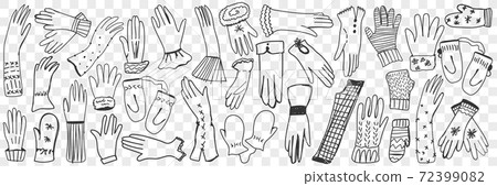 Gloves and mittens hand drawn doodle set Gloves and mittens hand drawn doodle set 72399082