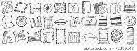 Pillows hand drawn doodle set 72399147