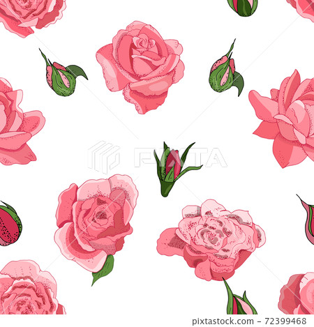 Flowers seamless pattern isolated on white... - Stock Illustration ...