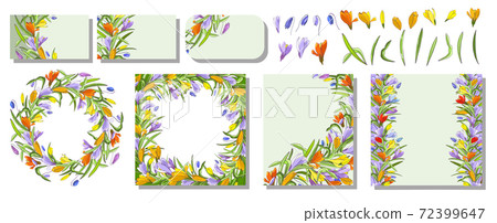 Set of vector had drawn floral templates. For romantic and easter design 72399647