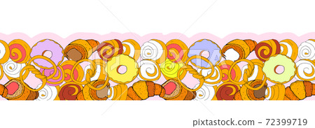 Hand drawn seamless pattern of donuts. Hand drawn elements Hand drawn seamless pattern of donuts. Hand drawn elements 72399719
