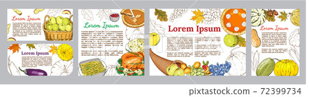 Autumn seamless pattern of elements with thanksgiving symbols, cornucopia Autumn seamless pattern of elements with thanksgiving symbols, cornucopia 72399734