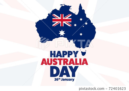 Happy Australia Day. January 26. Holiday concept. Template for background, banner, card, poster with Happy Australia Day. January 26. Holiday concept. Template for background, banner, card, poster with 72401623