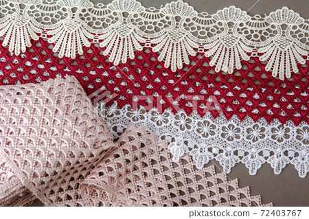 pile of red, white. beige gentle luxury quality guipure 72403767