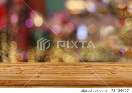 Empty wooden table top for Christmas and New Year decoration. 72404697
