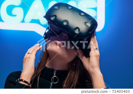 One young female player is ready to play. 72405403
