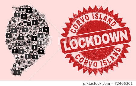 Corvo Island Map Mosaic of Locks and Covid and Grunge Lockdown Stamp Seal Corvo Island Map Mosaic of Locks and Covid and Grunge Lockdown Stamp Seal 72406301