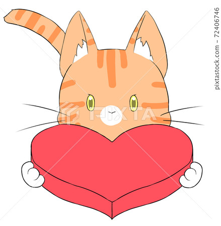 Tea tabby cat with a heart Tea tabby cat with a heart 72406746
