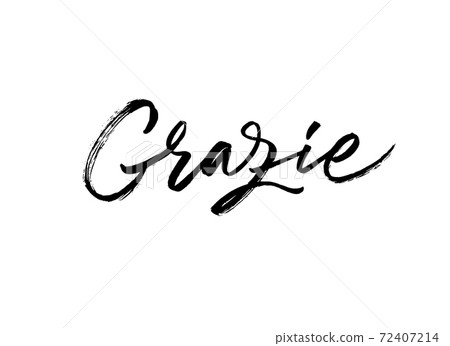 Thank you in Italian ink brush vector lettering. Thank you in Italian ink brush vector lettering. 72407214