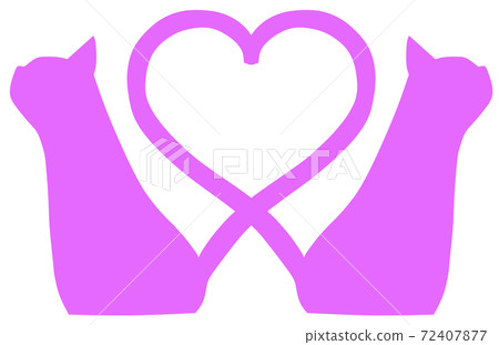 尾巴使心臟(紫色)的貓的剪影 尾巴使心臟(紫色)的貓的剪影 72407877