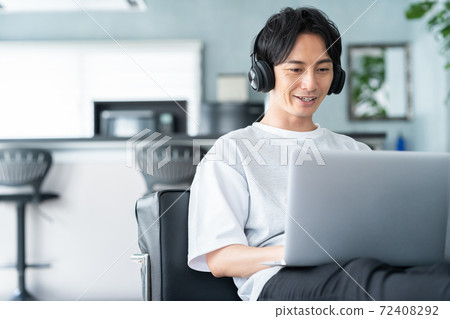 Male telework remote work lifestyle Male telework remote work lifestyle 72408292