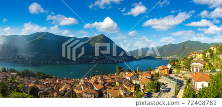 Panoramic view of lake Como in Italy 72408781