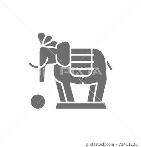 Vector elephant, circus animal show grey icon. 72411126