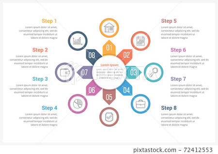 Circle Infographics Template with Eight Elements Circle Infographics Template with Eight Elements 72412553