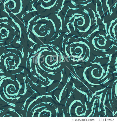 Seamless vector pattern of spirals, ragged lines and corners in Tidewater Green tones. Texture of swirls and curls. Seamless vector pattern of spirals, ragged lines and corners in Tidewater Green tones. Texture of swirls and curls. 72412602