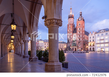 Krakow attractions in market square in the evening. Symbol of Krakow, Poland Europe. Krakow attractions in market square in the evening. Symbol of Krakow, Poland Europe. 72412976