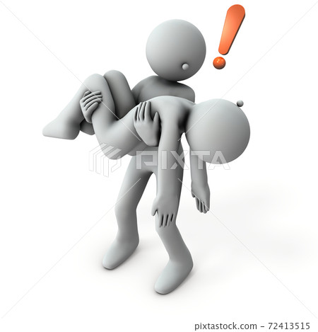 A person holding a fallen person. White background. 3D rendering. A person holding a fallen person. White background. 3D rendering. 72413515