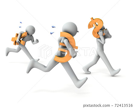 競爭激烈的世界經濟。 3D渲染。白色背景 72413516