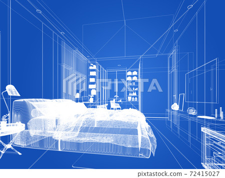 sketch design of interior living room,3d rendering 72415027