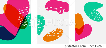 Hand drawn doodle shapes, wall art painting style, vector abstract background templates. A4 poster design or for covers, banners, flyers 72415269