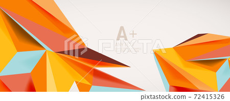 Vector triangle geometric backgrounds. Low poly 3d shape on light backdrop. Vector illustration for covers, banners, flyers and posters and other designs Vector triangle geometric backgrounds. Low poly 3d shape on light backdrop. Vector illustration for covers, banners, flyers and posters and other designs 72415326