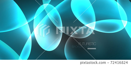 Neon ellipses abstract backgrounds. Shiny bright round shapes glowing in the dark. Vector futuristic illustrations for covers, banners, flyers and posters and other 72416824