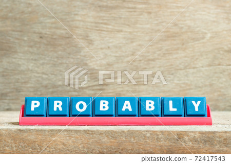 Tile letter on red rack in word probably on wood background 72417543