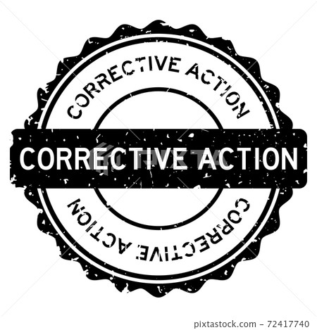Grunge corrective action word round rubber seal stamp on white background 72417740