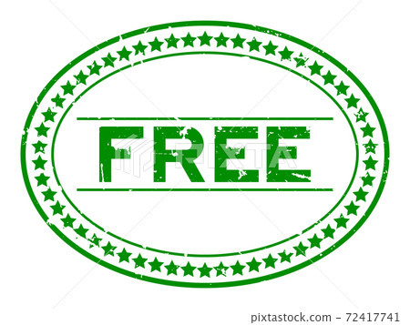 Grunge green free word oval rubber seal stamp on white background 72417741