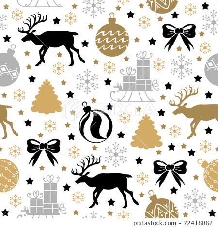 Christmas pattern seamless with deer, fir and... - Stock Illustration ...