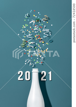 New Year Celebration With Champagne, flat lay New Year Celebration With Champagne, flat lay 72418500