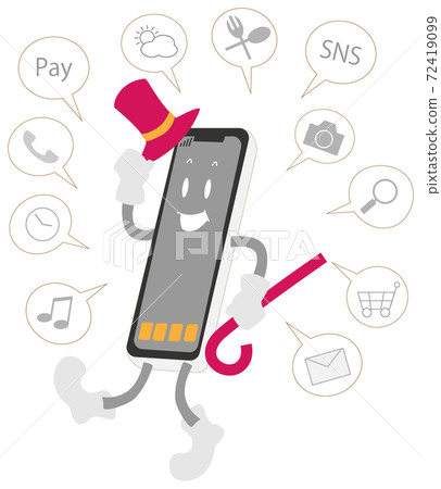 Illustration of a smartphone that masters various functions 72419099