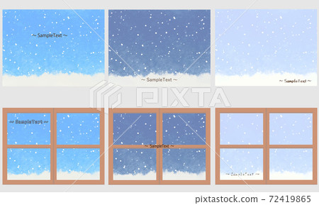 夢幻般可愛的圖畫書般的窗戶和雪景 夢幻般可愛的圖畫書般的窗戶和雪景 72419865