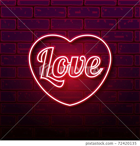 Neon heart on the brick wall, vector Eps 10 72420135