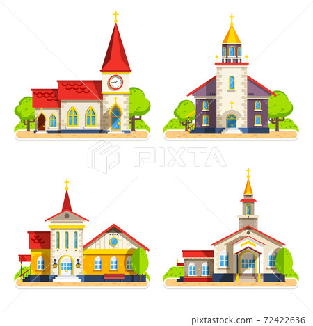 Church Flat Icons Set 72422636