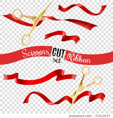 Scissors And Ribbon Transparent Set 72422637