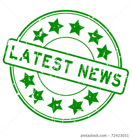 Grunge green latest news word with star icon round rubber seal stamp on white background Grunge green latest news word with star icon round rubber seal stamp on white background 72423031