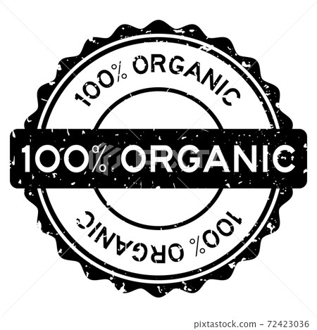Grunge black 100 percent organic word round rubber seal stamp on white background Grunge black 100 percent organic word round rubber seal stamp on white background 72423036