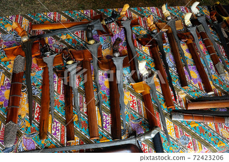 SEREMBAN, MALAYSIA -MAY 01, 2017: Keris is a traditional weapon of the Malay community in Malaysia. Made manually by using the selected iron. The handle is made of wood or ivory. 72423206