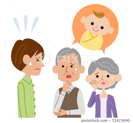 Senior couple urging their son to want grandchildren 72423690