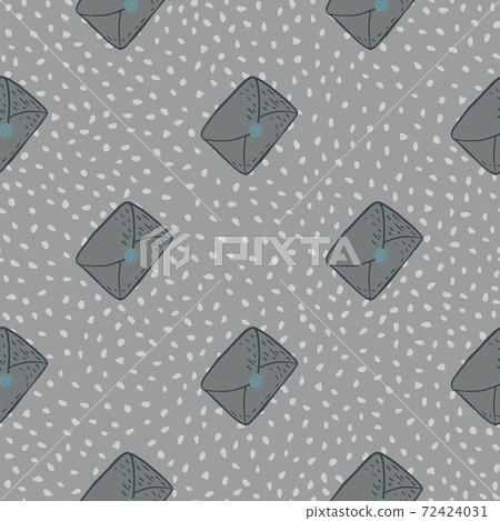 Post card mail seamless doodle pattern in grey colored palette. Dotted background. Post card mail seamless doodle pattern in grey colored palette. Dotted background. 72424031