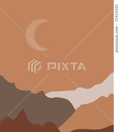 Vector illustration of a mountain landscape with forest. sunset in the mountains. 72424103