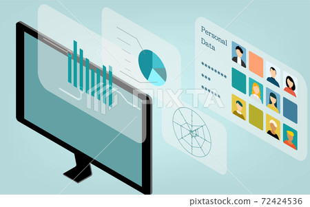 Business image illustrations such as isometric, corporate strategy, marketing, and financial results 72424536