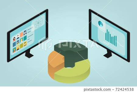 Business image illustrations such as isometric, corporate strategy, marketing, and financial results 72424538