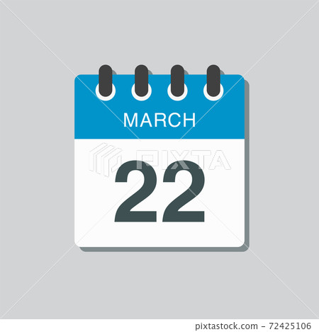 Icon day date 22 March, template calendar page Icon day date 22 March, template calendar page 72425106